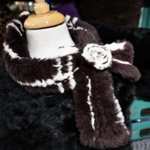 A Gorgeous Rosette Closure - A Beautiful Cocoa Brown Rabbit Fur Scarf