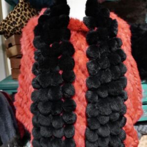 A Classic Style that has Stood the Test of Time - A Beautiful Jet Black Pompom Rabbit Fur Scarf
