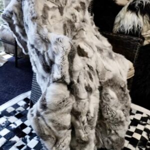 A Stunning Natural Grey & White Rabbit Fur Throw - A Perfect Blanket for those Chilly Evenings