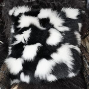 Gorgeous Black & White Fox Fur 50cm Square Cushion Cover