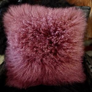 Beautiful Feather Soft Antique Rose Mongolian Long Wool Lambswool  40cm Square Cushion Cover