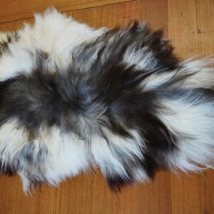 Beautiful Charcoal Markings over White - A Wonderful Long Wool Icelandic Sheepskin Rug