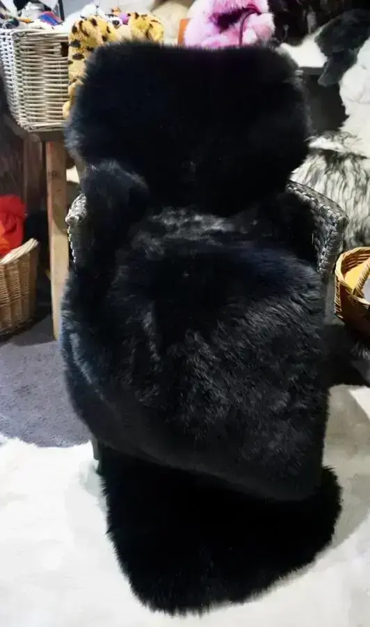 Jet Black Super Thick 2000mm long Australian Sheepskin Rug