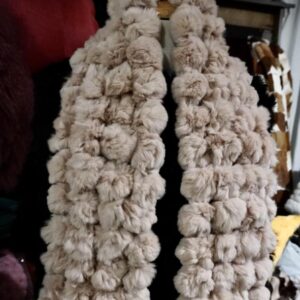 Beautiful Super Soft Mushroom Pink Rex Rabbit Fur PomPom Scarf