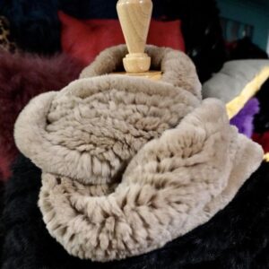 Classic Camel Colouring - A Beautiful Rex Rabbit Fur Infinity Scarf
