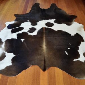 White Banded Markings on a Chocolate Brown Base - A Beautiful Cowhide Rug