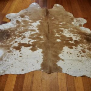 A Symmetrical Design - A Wonderful Jersey Caramel and White Cowhide Rug