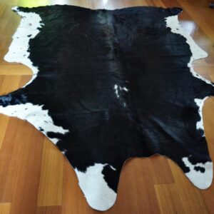 A Beautiful Coat & Stunning Flanks - A Wonderful Basically Black & White Cowhide Rug