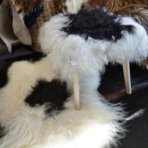 A Style Delight - A Gorgeous Black & White Icelandic Sheepskin & Beechwood Stool