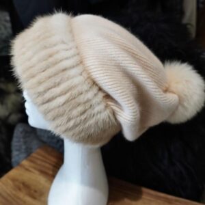 Stunning Mink Trimmed Pure Merino Beanie. - The Ultimate in Winter Style