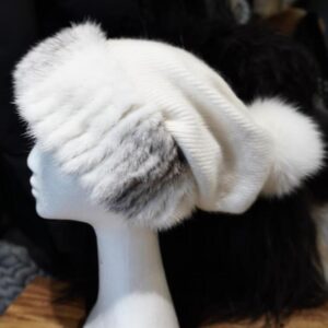 Timeless Style - Ultimate Warmth -A Beautiful Pure Merino Insulated Mink Trimmed Beanie