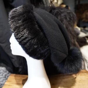 Black & Beautiful - The Ultiamte in Winter Warmth - A Mink Trimmed, Fully Insulated Pure Merino Beanie -
