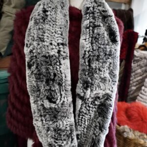 Black Frosted Rex Rabbit Infinity Scarf - Super Soft & Warm