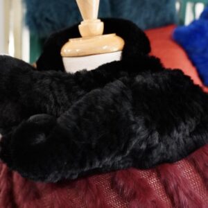 Jet Black & Beautiful - Super Thick, Soft & Warm -  A Stunning Rex Rabbit Infinity Scarf