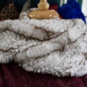 A lovely Cocoa Brown Fleck over White - A Rex Rabbit Fur Infinity Scarf