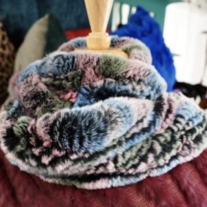 Beautiful Muted Tones - A Warm and Soft Lightweight Rex Rabbit Fur Infinity Scarf