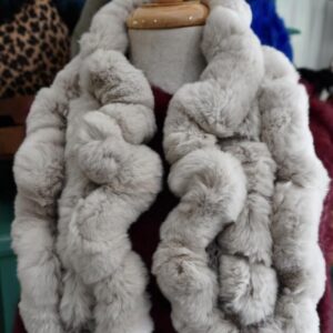 A Beautiful Thick & Soft Crochet Detailed Rex Rabbit Fur Scarf