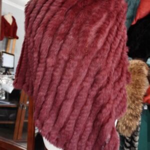 Warm Wine Tones - A Gorgeous Lightweight & Warm Rabbit Fur Poncho