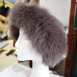 A Beautiful Cocoa Brown Fox Fur Trimmed Felted Wool Blend Winter Hat