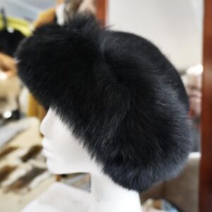 A Gorgeous Jet Black Fox Fur Trimmed Felted Wool Blend Hat