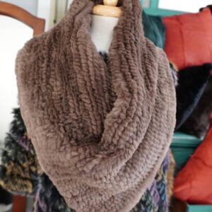 Soft Brown Earthen Tones - A Stunning Rex Rabbit Fur Cowl Style Scarf