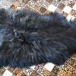 Beautiful Natural Black XL Long Wool Icelandic Sheepskin Rug