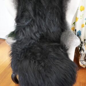 Double Length Natural Black Icelandic Sheepskin Rug