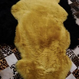 Gorgeous Golden Mustard Yellow - A Super Thick & Soft Double Length Australian Sheepskin Throw Rug