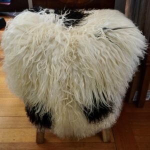 Black on White with a Wonderful Crinkly Curl - A Stunning Natural Long Wool Icelandic Sheepskin Rug