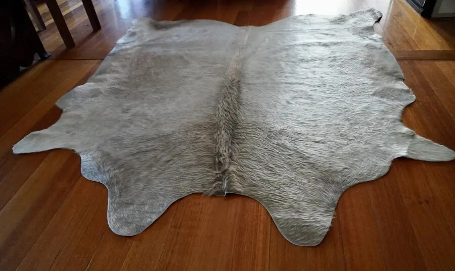 A Stunning Silver Charolais Premium Cowhide Rug