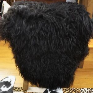 Naturally Curly Black Long Wool Icelandic Sheepskin Rug
