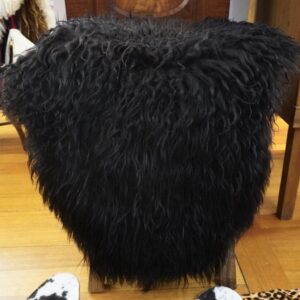 Black & Beautiful  - with a stunning Kink - A Gorgeous Icelandic Long Wool Sheepskin Rug