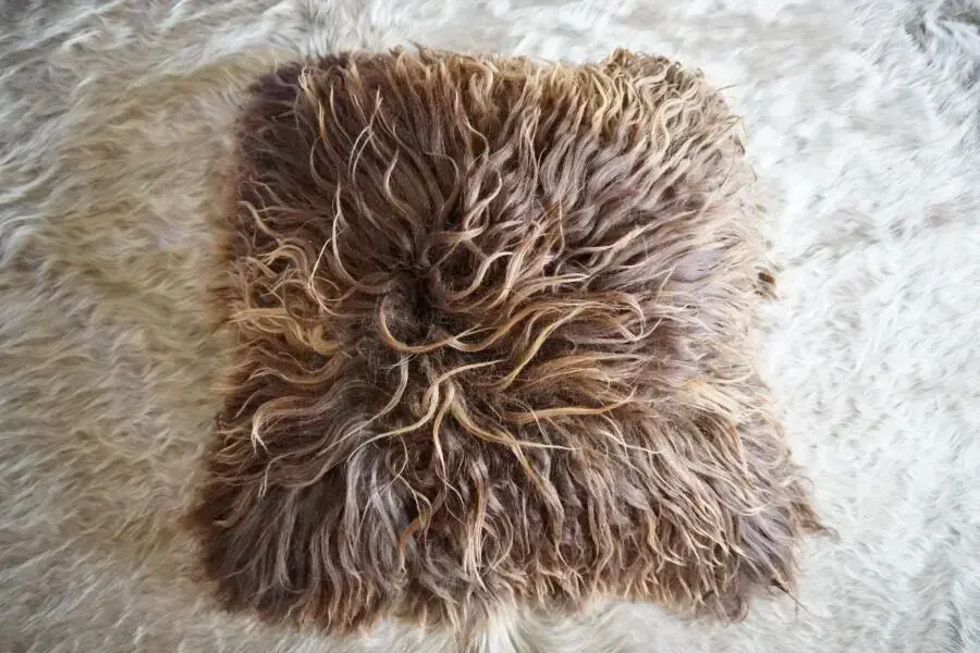 50cm Square Brown Icelandic Sheepskin Cushion Cover -