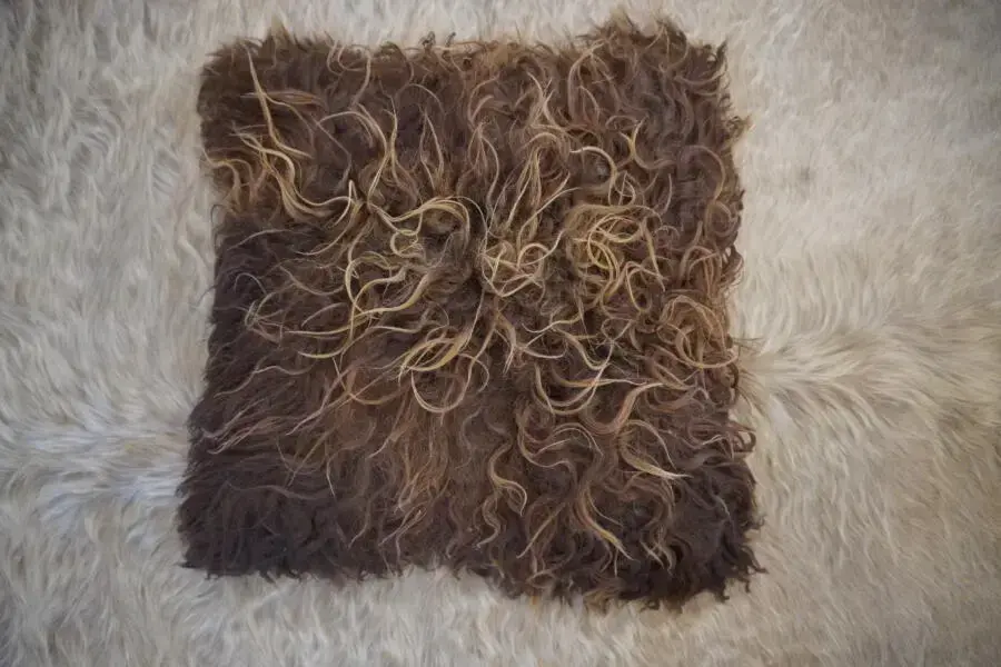Naturally Cyurly Sun Kissed Brown 50cm Sq Icelandic Sheepskin Cushion Cover