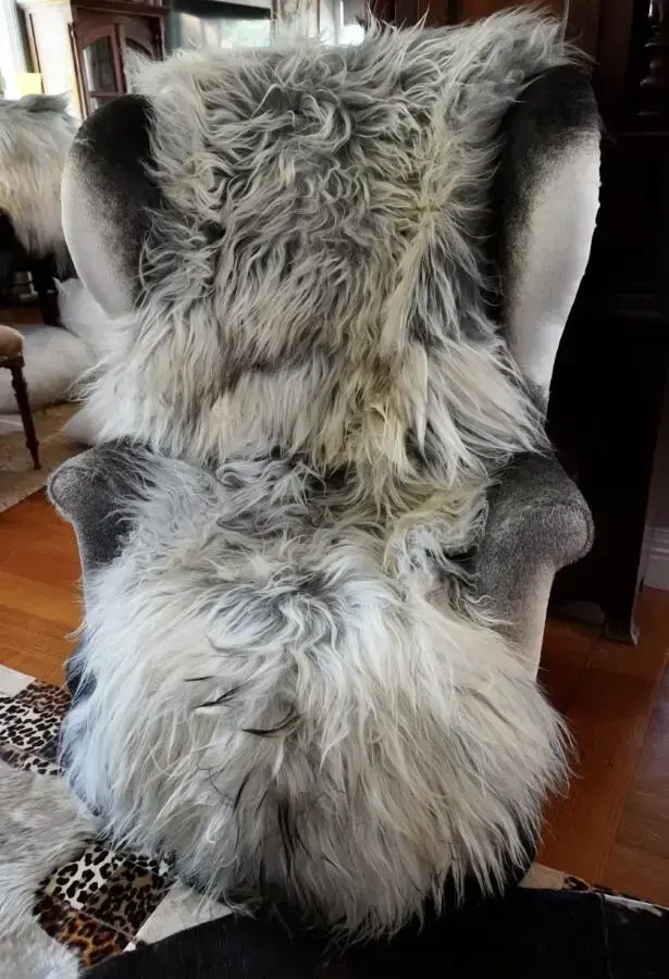 Absolutely Stunning Natural Grey Double LEngth Long Wool Icelandic Sheepskin Rug