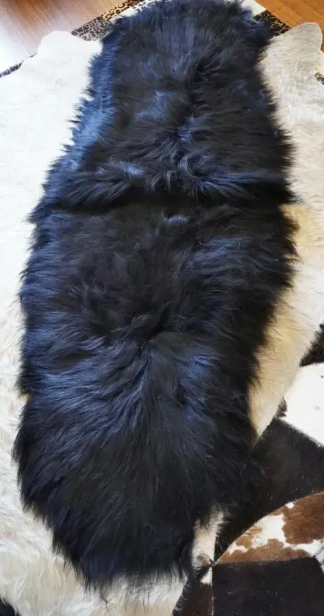 A Lovely Natural Black Double Length Icelandic Sheepskin Rug