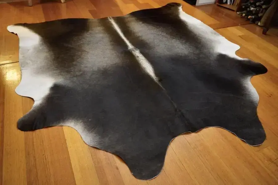 A Huge and Striking Charcoal and Grey Premium Cowhide Rug