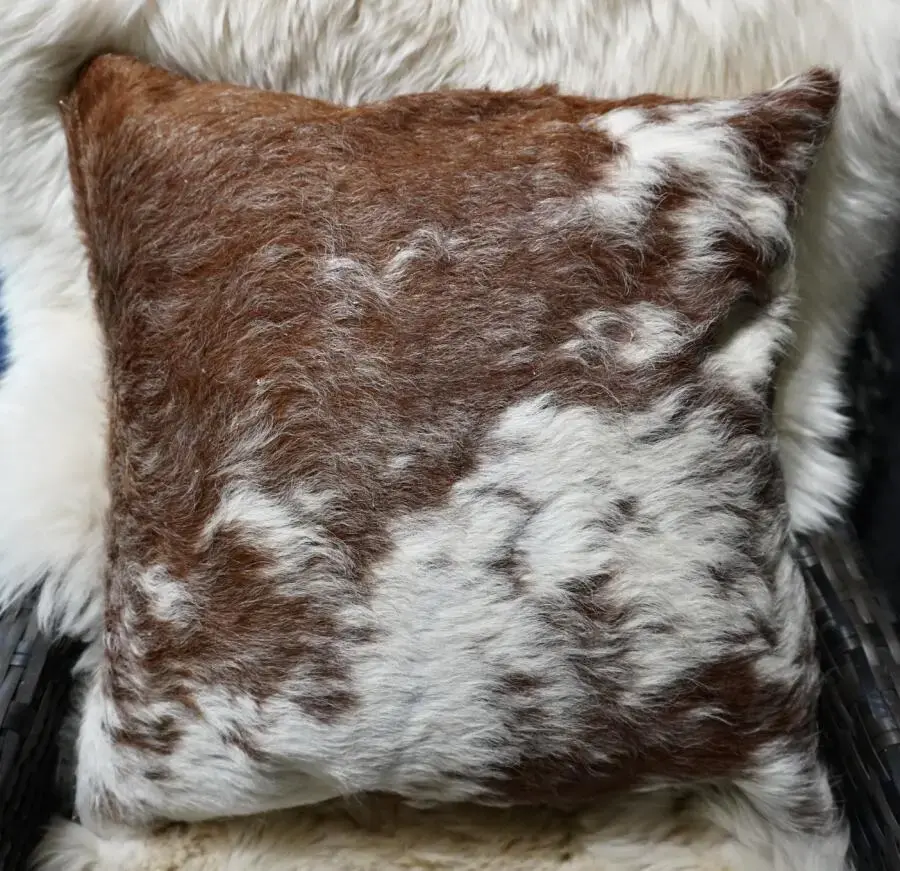 Beautiful Winter Roan & White Speckled Cowhide Cushion Cover