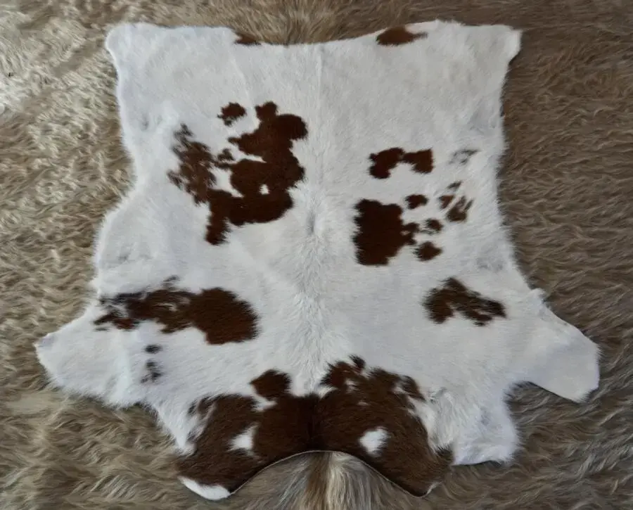 Balanced Markings - A Beautiful Brown and White Calfskin Rug