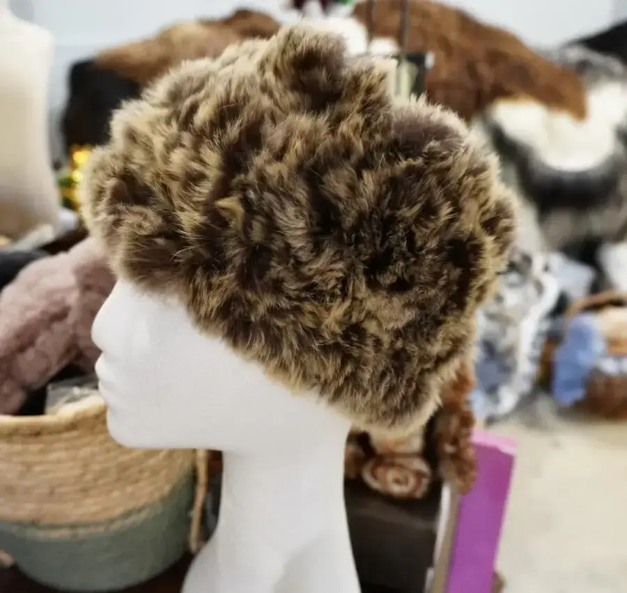 2 Tone Brown - A Super Thick & Soft Rabbit Fur Head Band, Neck Scarf , Ear Warmer