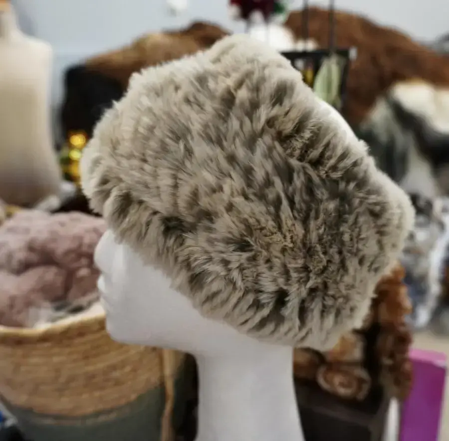 Soft Fern Tones - A Beautiful Rabbit Fur Head Band / Neck Scarf/ Ear Warmer