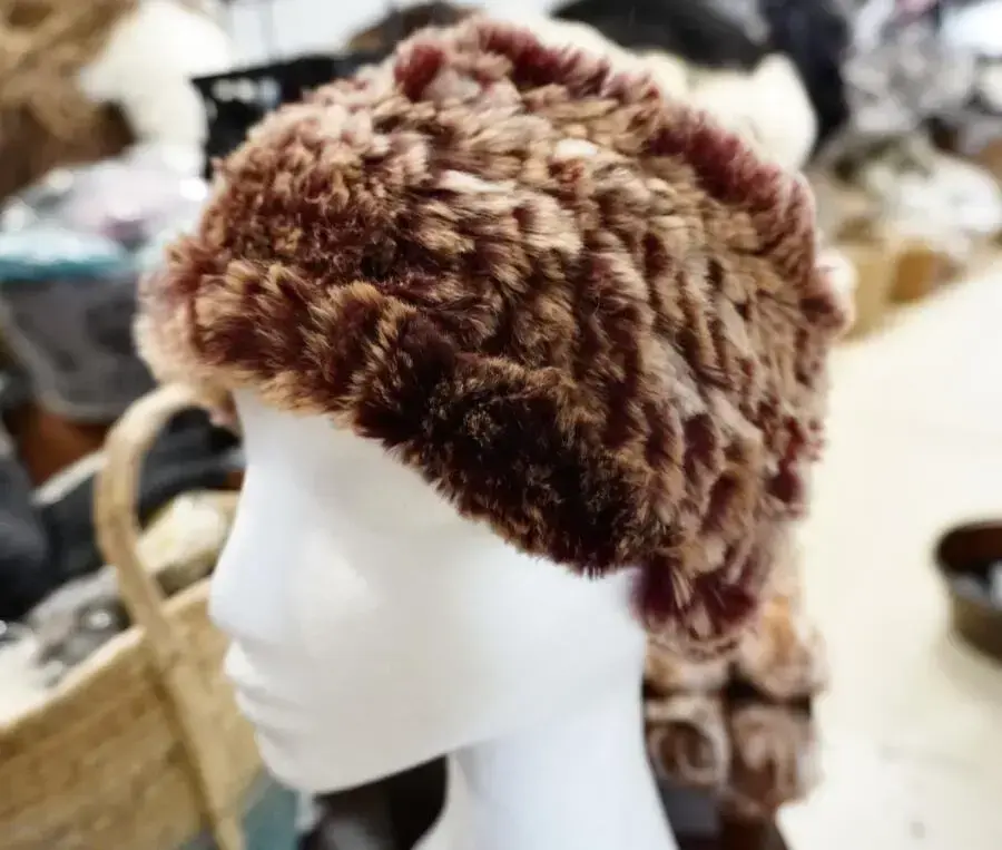 Two Tone Maroon - A Super Thick & Soft Rabbit Fur Head Band /Neck Scarf/ Ear Warmer