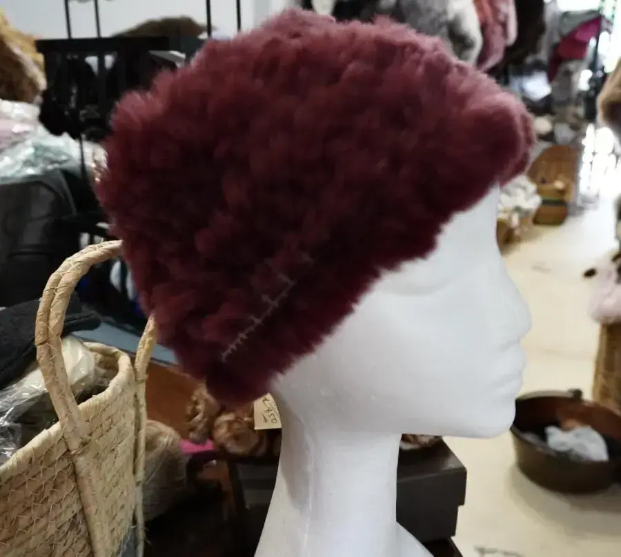 Warm Wine Tones - A Lovely Rabbit Fur Head Band / Scarf / Ear Warmer