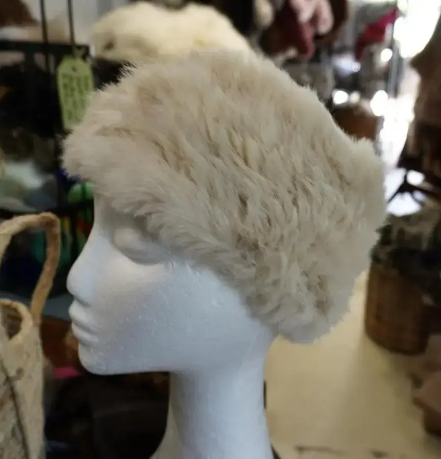 Rich Cream Super Soft Rabbit Fur Headband , Ear Warmer, Scarf