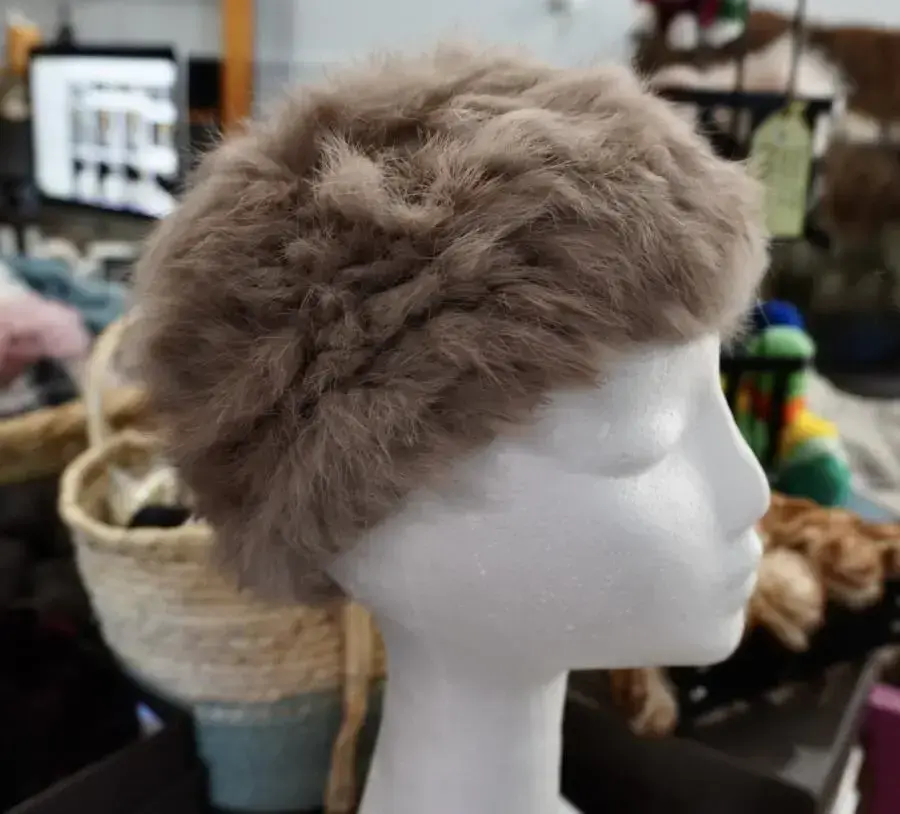 Warm Mushroom Tones - A Lovely Rabbit Fur Headband , Scarf, Ear Warmer