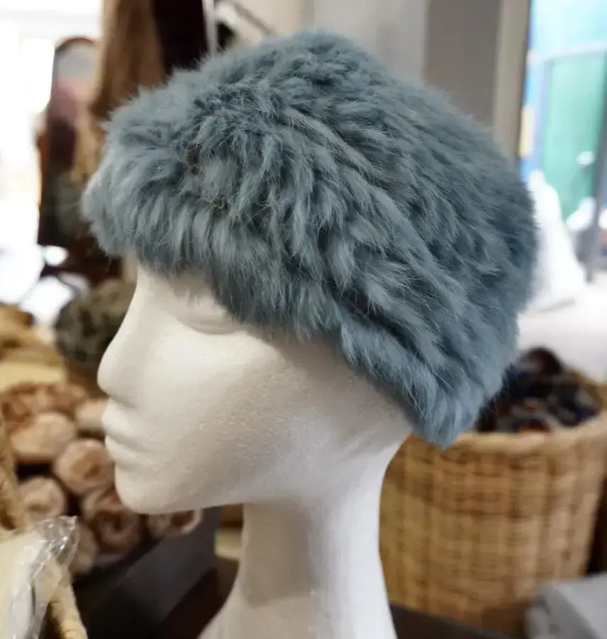 Muted Blue - A Beautiful Soft Rabbit Fur Scarf / Headband / Ear Warmer