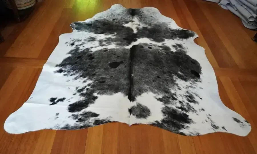 A Gorgeous Grey and White Speckle Park Premium Cowhide Rug