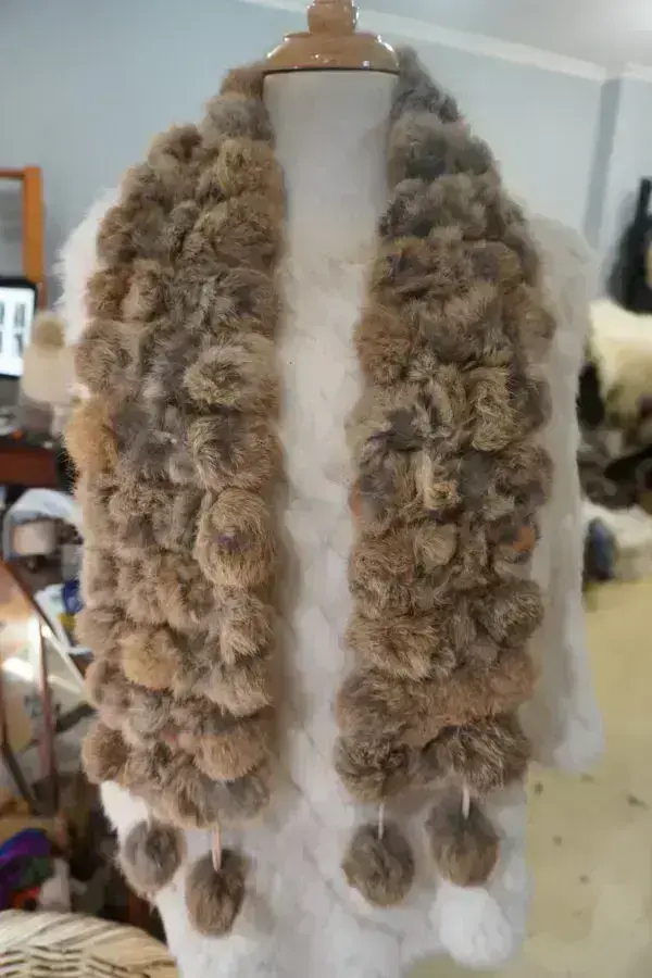 Natural Brown Pom Pom Scarf - A Timeless Winter Piece