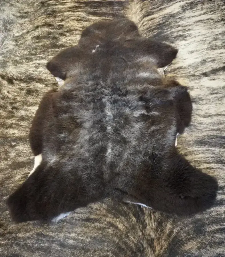 Naturally Frosted Dark Brown Wild Irish Sheepskin Rug