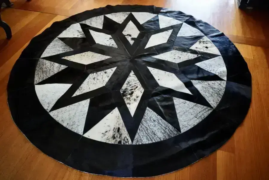 A Stunning Snowflake Design Artisan Made Cowhide Rug